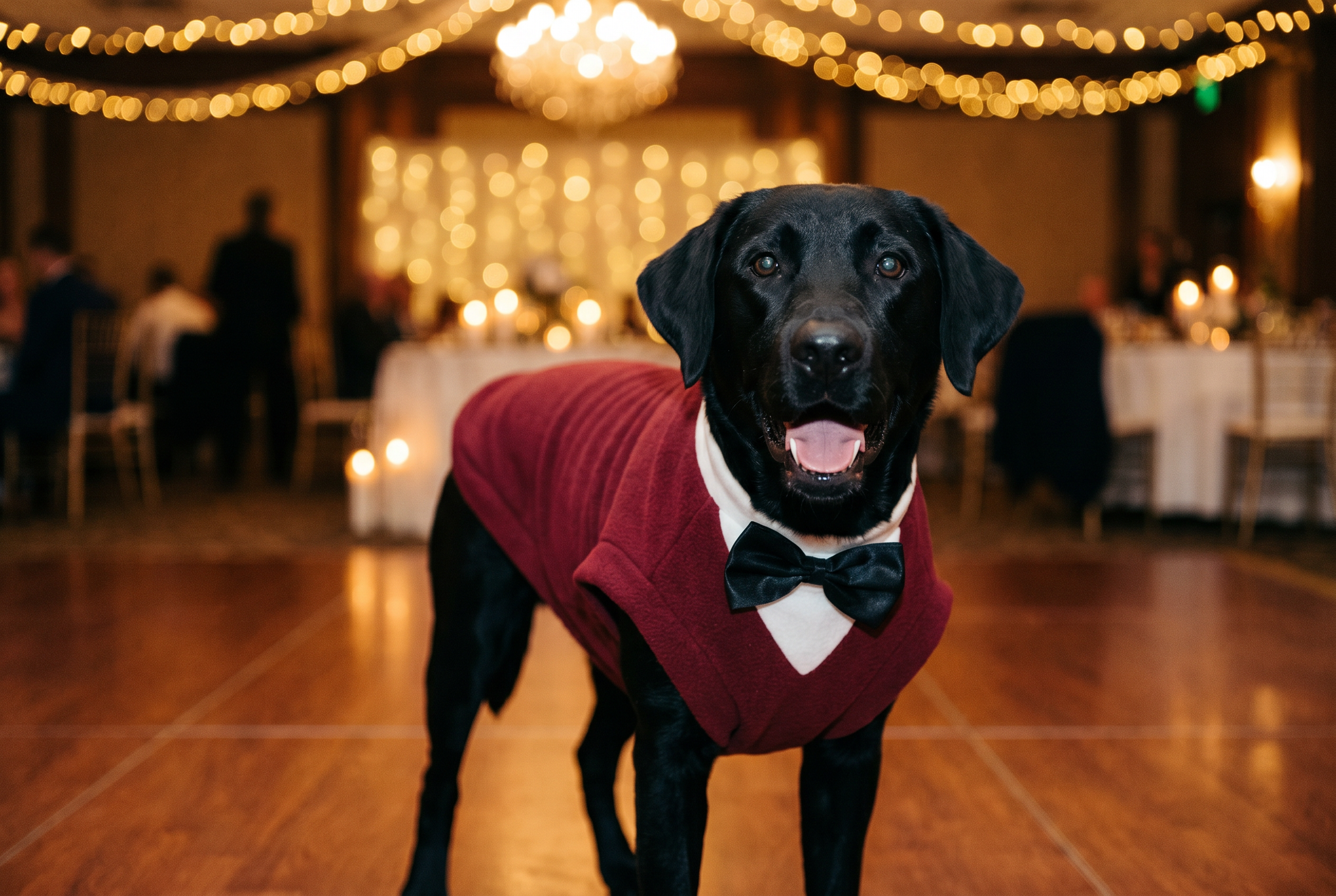 Burgundy Dog Tuxedo — lifestyle photo