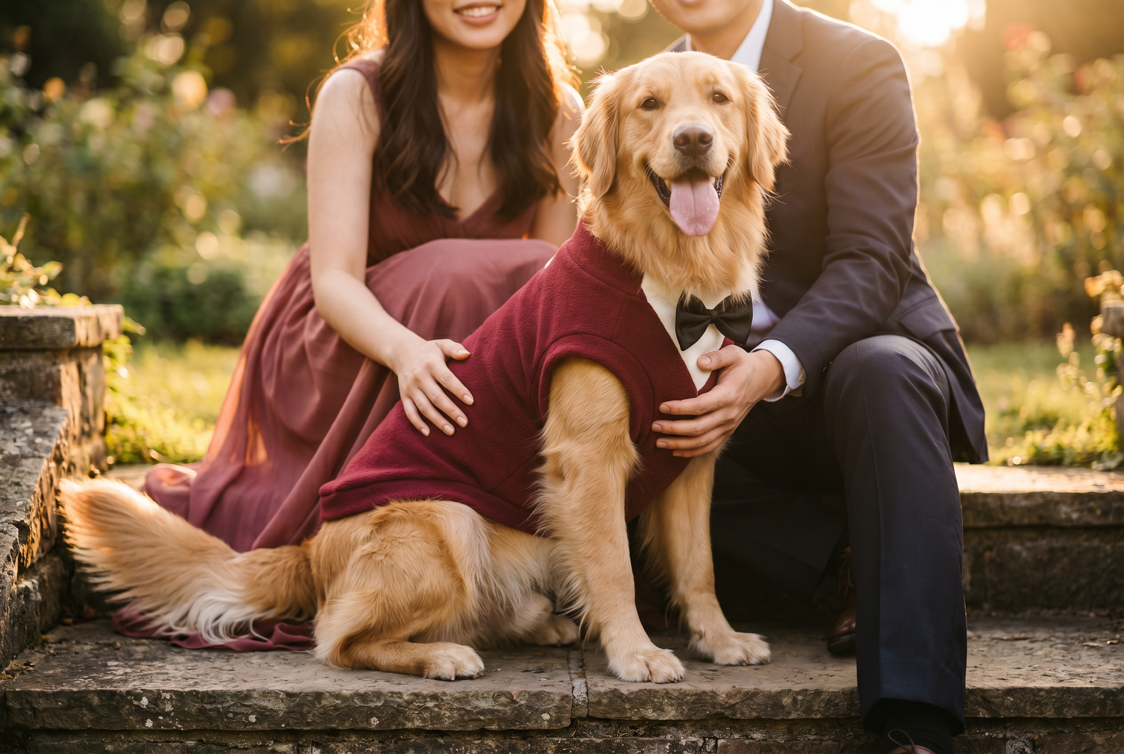 Burgundy Dog Tuxedo — lifestyle photo