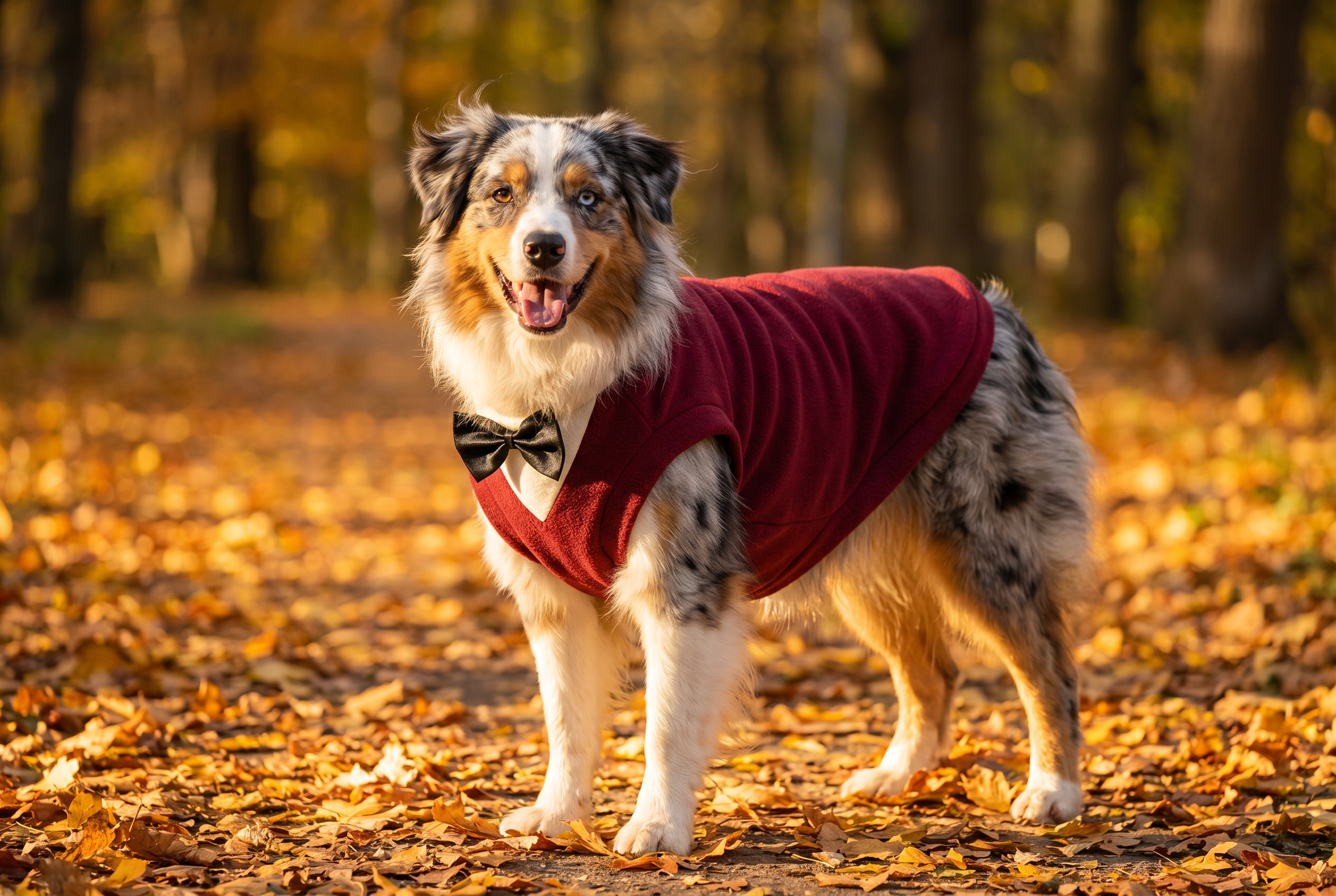 Burgundy Dog Tuxedo — lifestyle photo