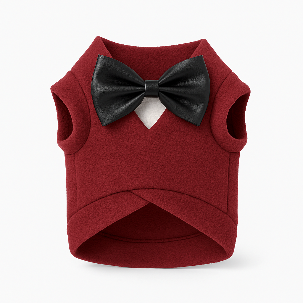 Burgundy Dog Tuxedo — product detail (white background)
