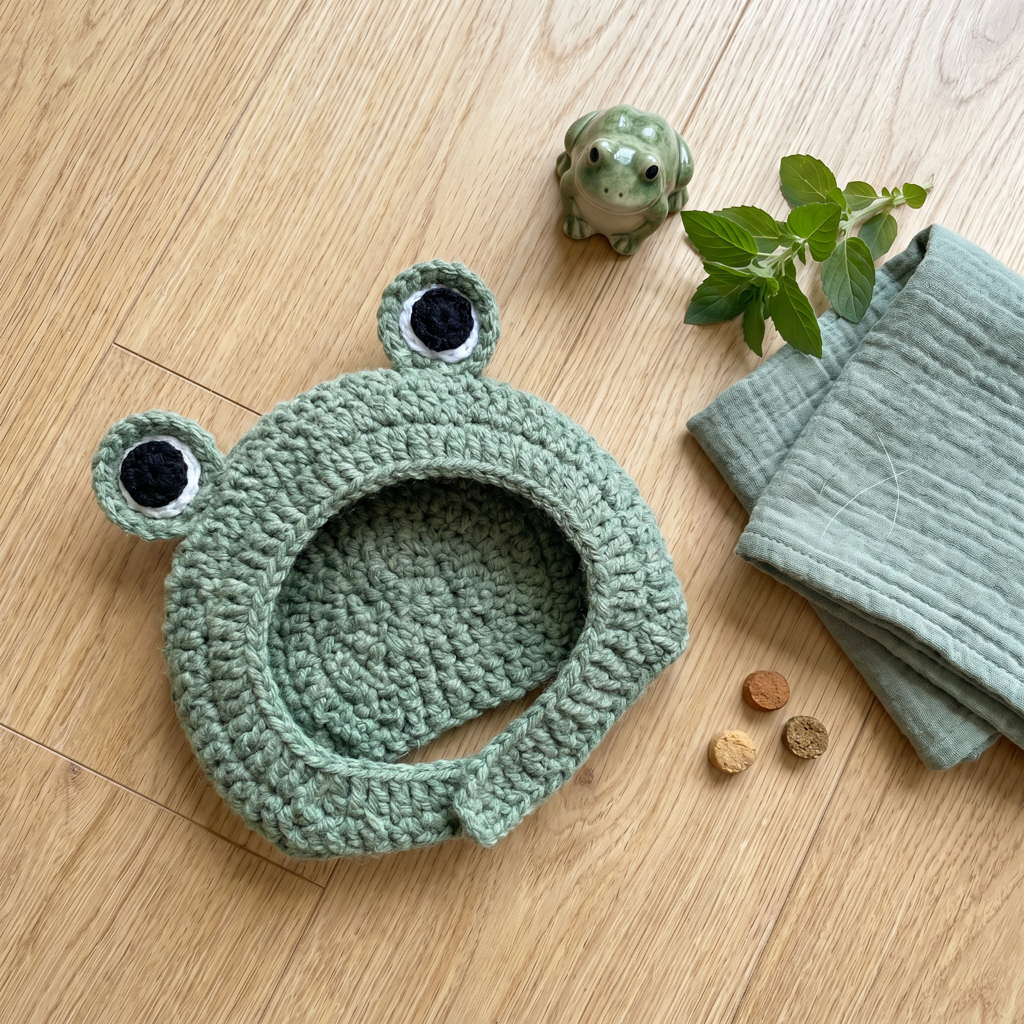 Closed Frog Knit Hat — lifestyle photo