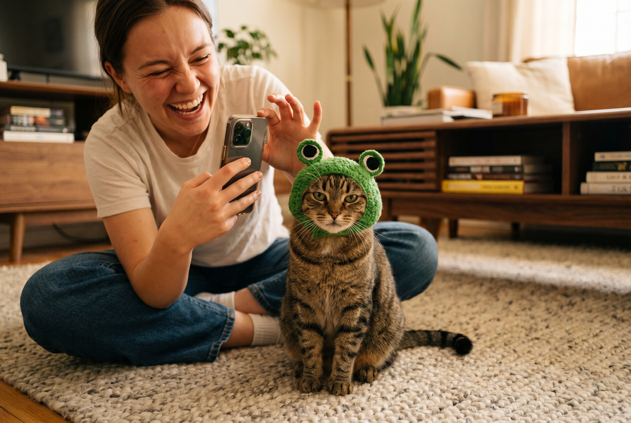 Closed Frog Knit Hat — lifestyle photo