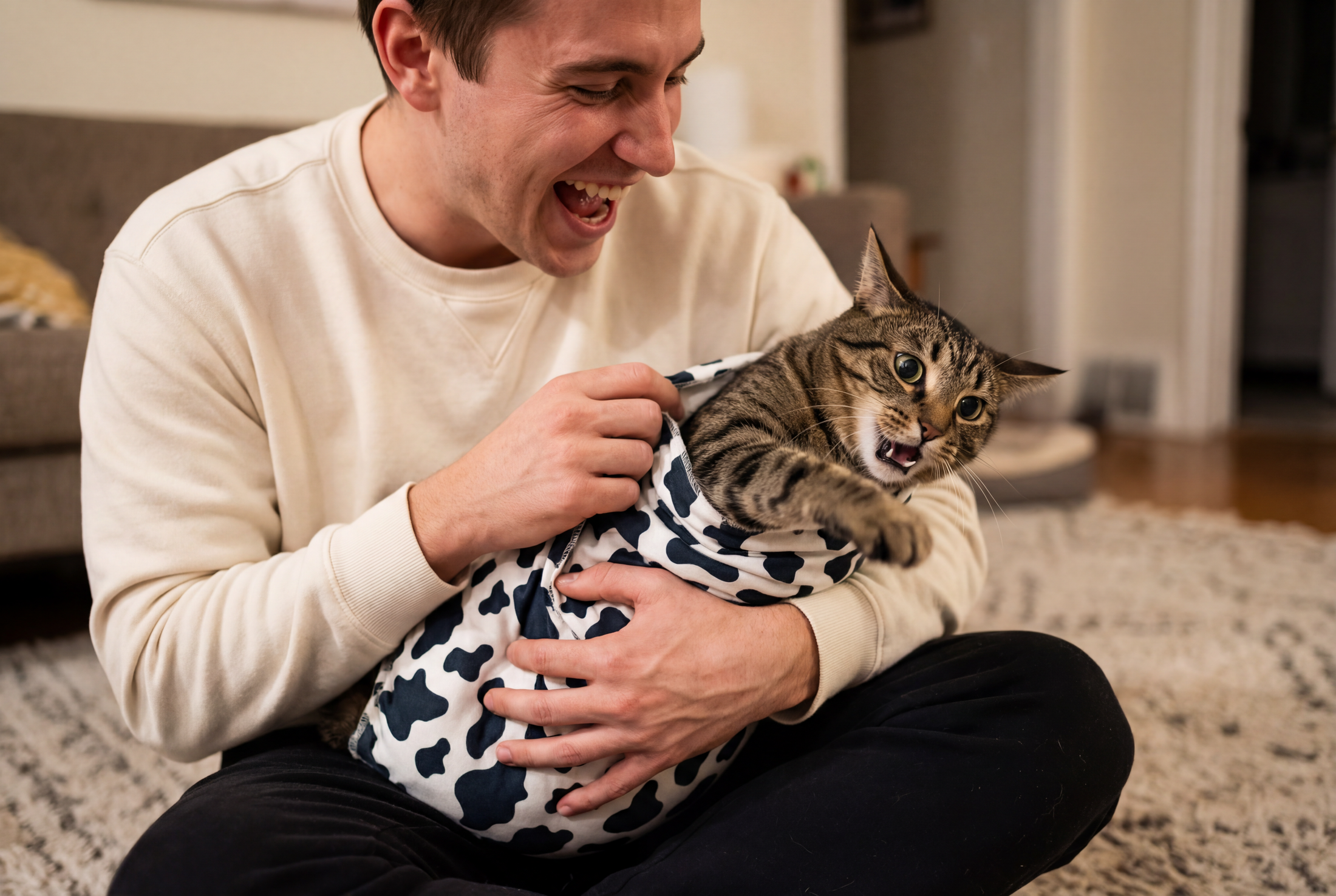 Cow Print Grooming Wrap — lifestyle photo