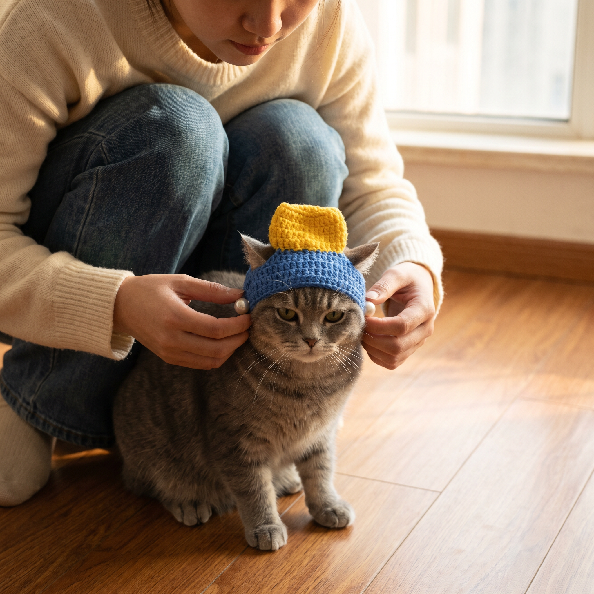 Pearl Drop Knit Hat — lifestyle photo